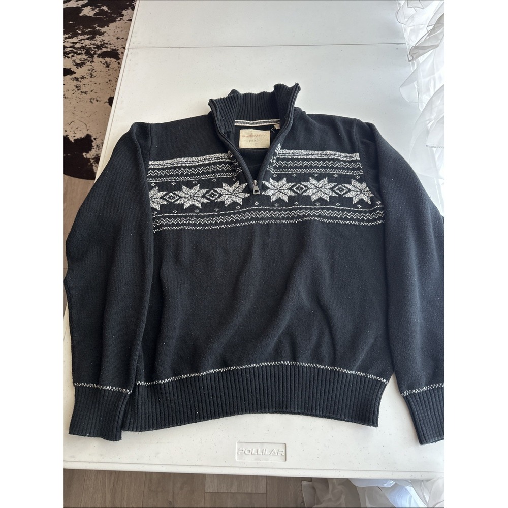 Weatherproof Vintage 1/4 Zip Sweater Black And White Size M Holiday!